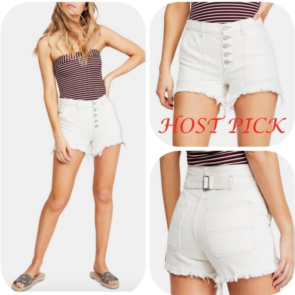 Free People High Waist White Shorts